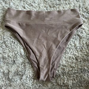 Aerie Ribbed Shine High Cut Cheeky Bikini Bottom